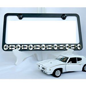 NEW Frame License Plate Black and Silver Chain Link Standard Car Accessory..726